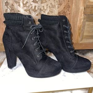 Charlotte Russe Heeled Tie Up Combat Boots